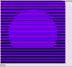 Graphic is a light purple cirle with darker purle lines running horizontally through it & the circle is inside a darker purple box.