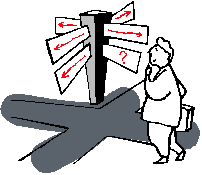 Graphic of Person Looking at Street Signs.